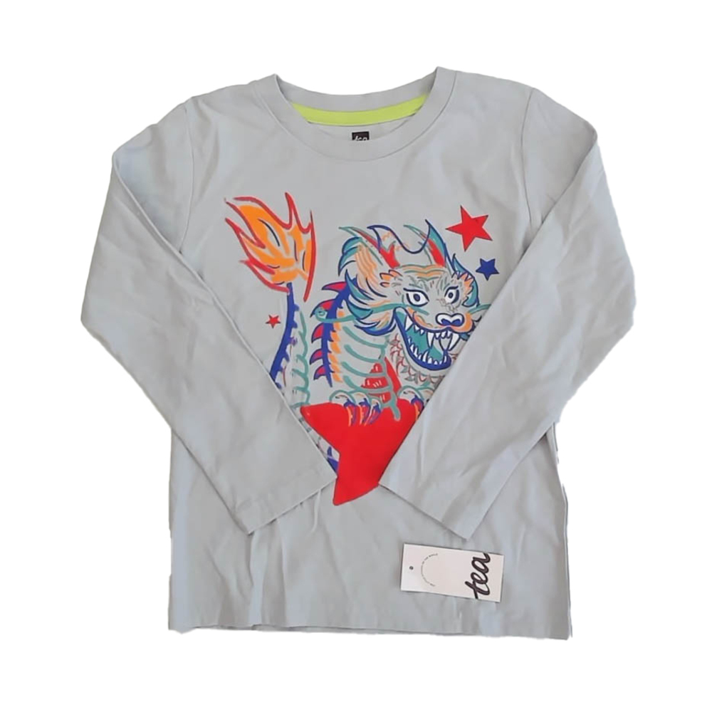 Tea Collection Boys Light Blue Dragon Long Sleeve T-Shirt size: 5T